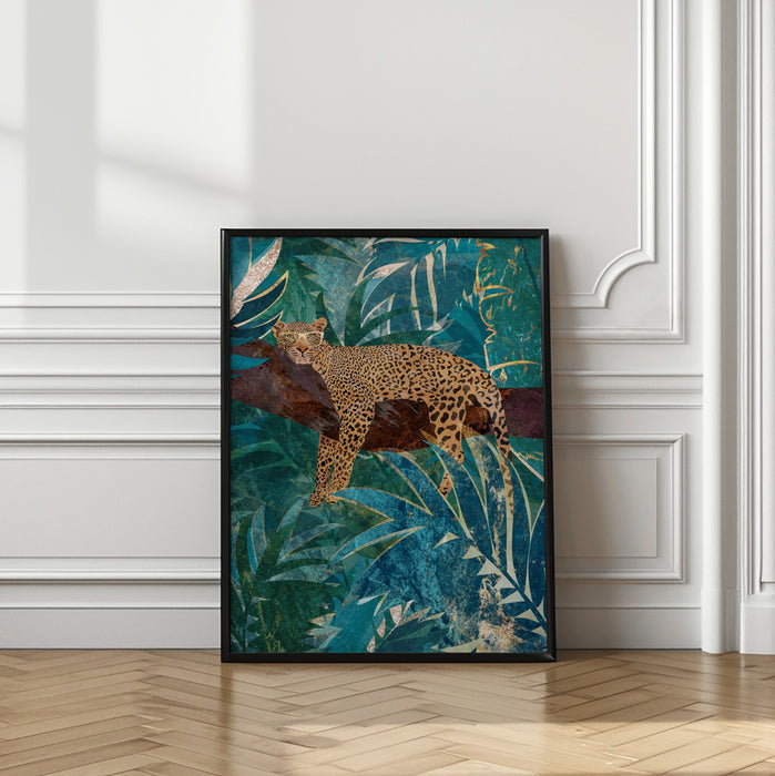 Lazy Leopard in the jungle Framed Art Modern Wall Decor