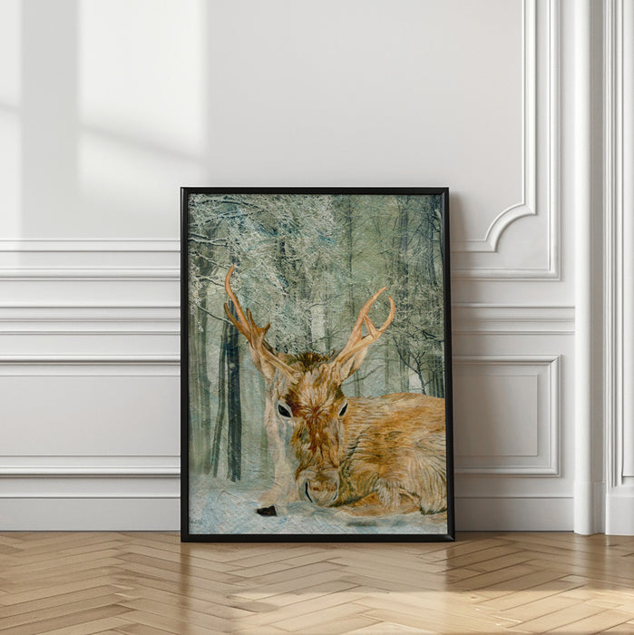 Reindeer In the Forest Framed Art Modern Wall Decor