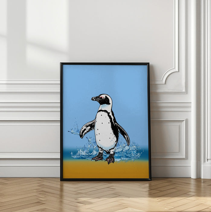 Penguin Splish Splash Framed Art Wall Decor