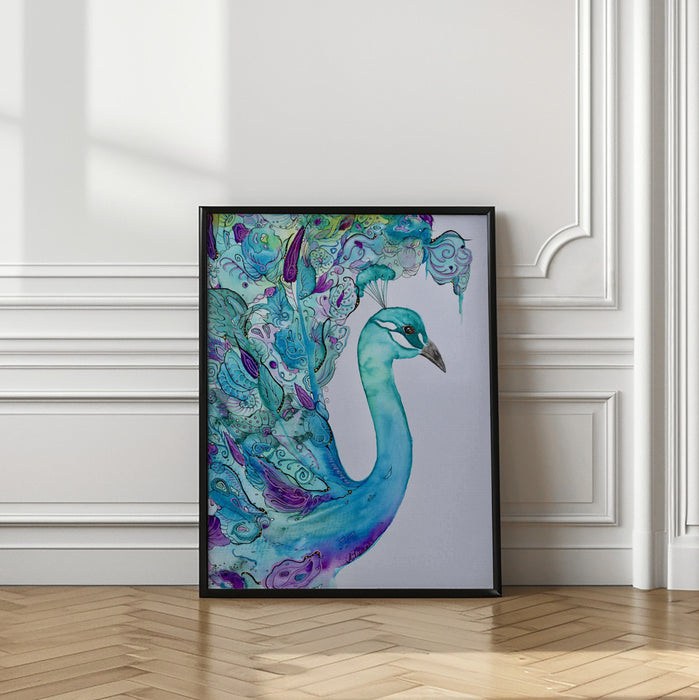 Emerald Peacock Framed Art Modern Wall Decor