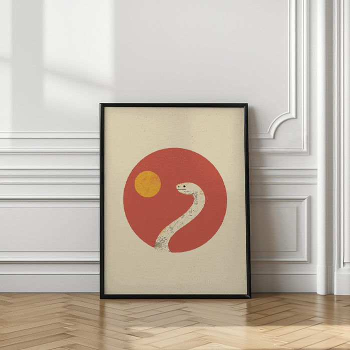 White Snake Framed Art Wall Decor