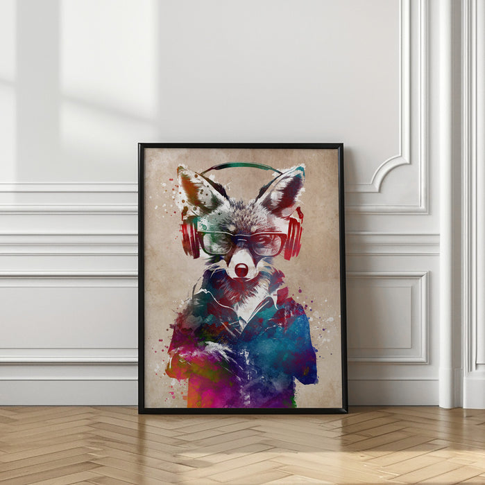 Hipster Fox Framed Art Modern Wall Decor