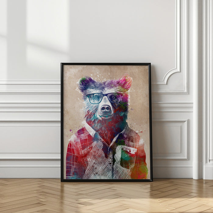 Hipster Bear Framed Art Wall Decor