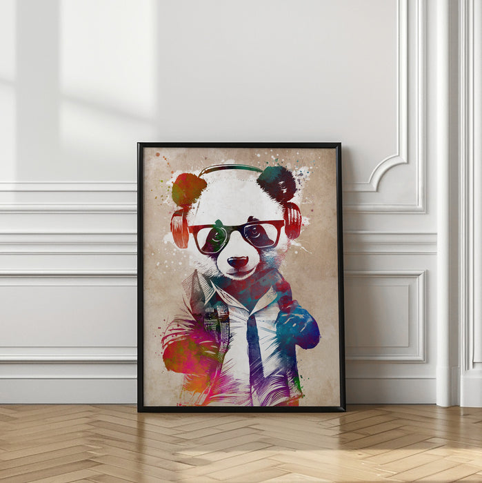 Hipster Panda Framed Art Modern Wall Decor