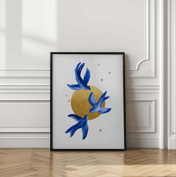 Blue Birds Framed Art Wall Decor