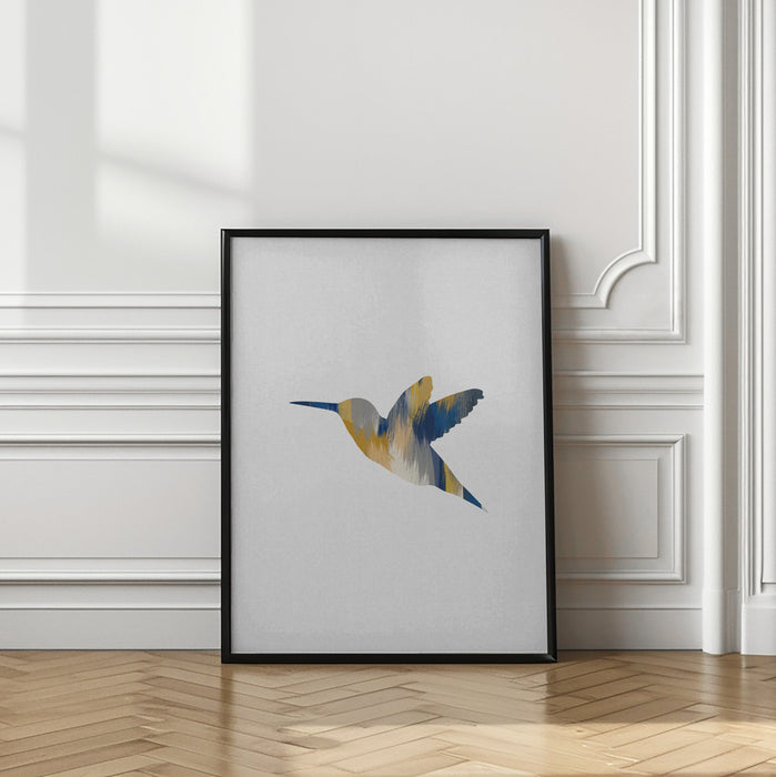 Blue & Yellow Hummingbird I Framed Art Modern Wall Decor