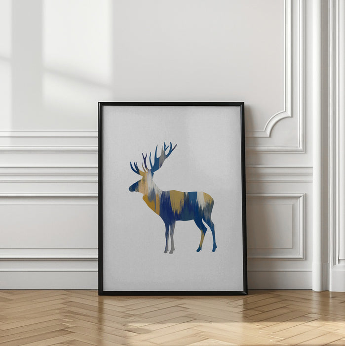 Blue & Yellow Moose Framed Art Wall Decor