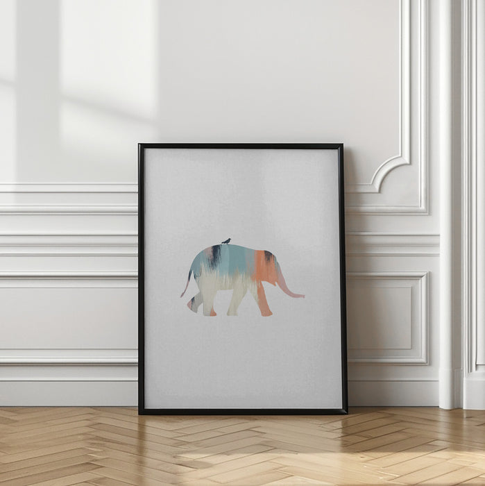 Pastel Elephant Framed Art Wall Decor