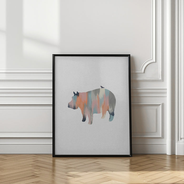 Pastel Hippo Framed Art Wall Decor