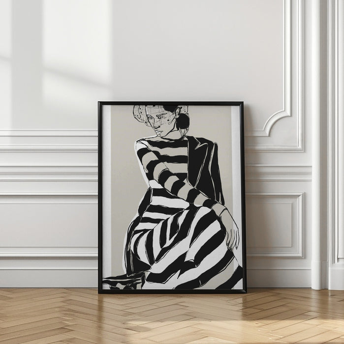 Striped Dress Framed Art Modern Wall Decor