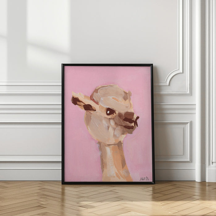 Pastel Pink Alpaca Framed Art Wall Decor