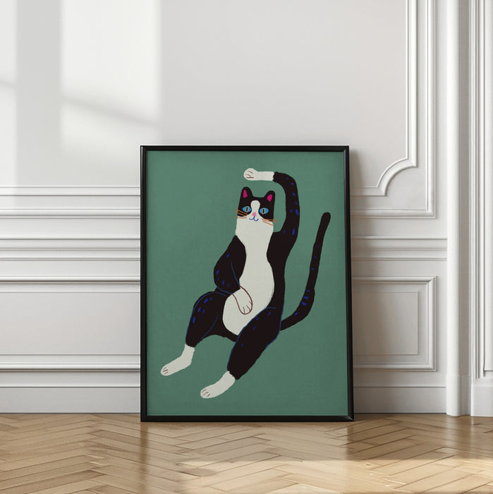 Black and white cat Framed Art Modern Wall Decor