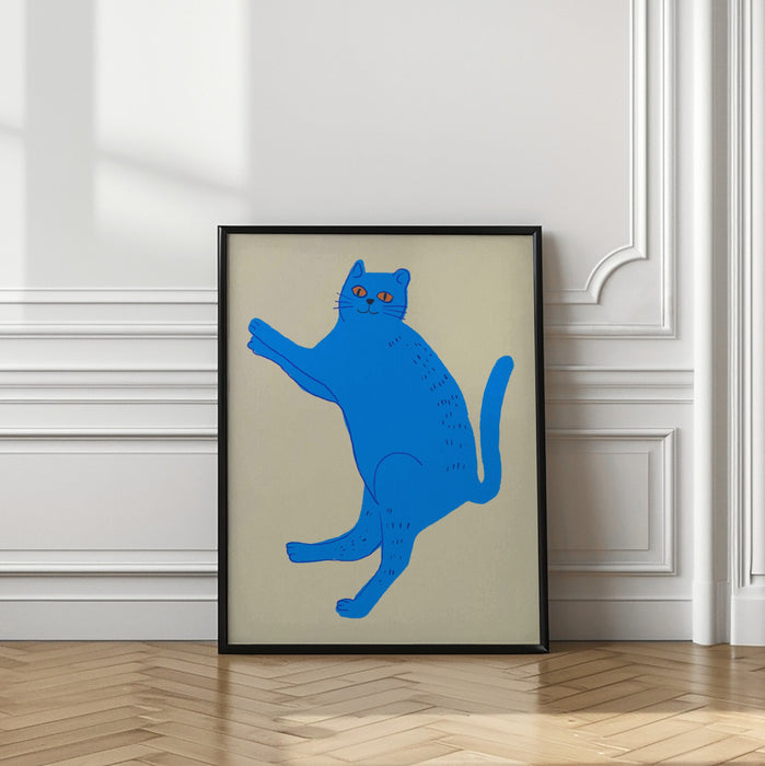 Blue cat Framed Art Modern Wall Decor