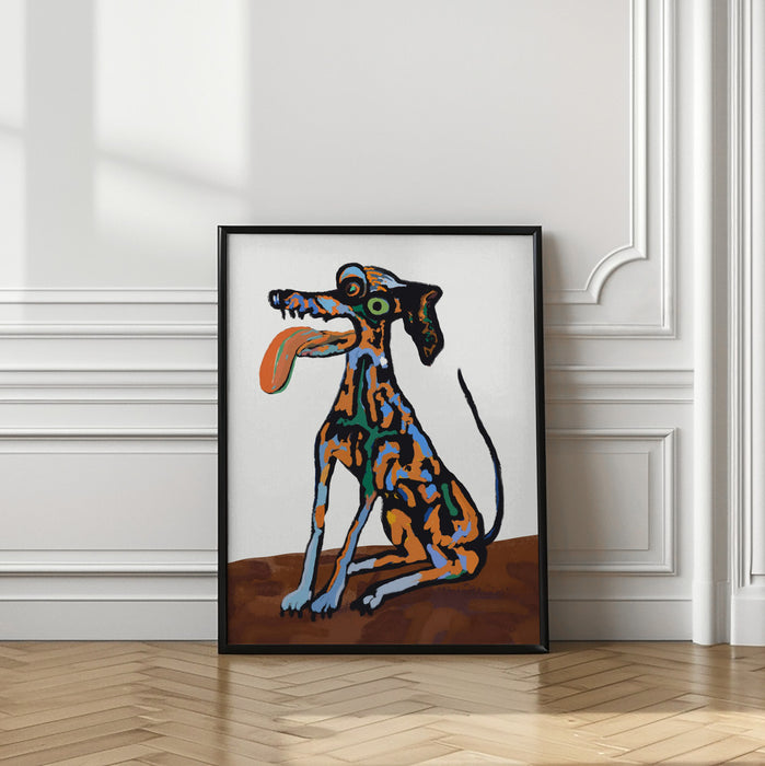 Crazy dog portrait Framed Art Modern Wall Decor