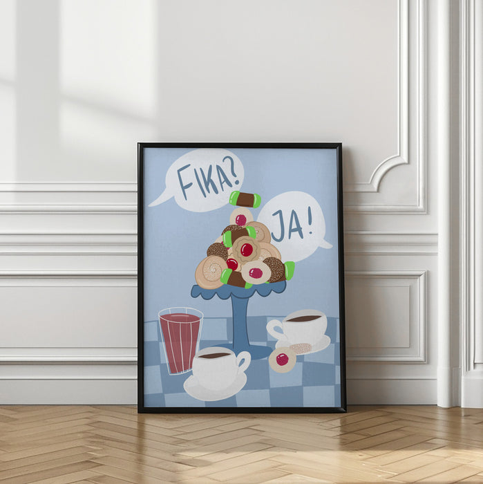 Fika coffe donuts Framed Art Modern Wall Decor