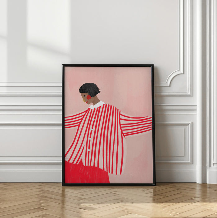 The Woman With the Red Stripes Framed Art Wall Decor