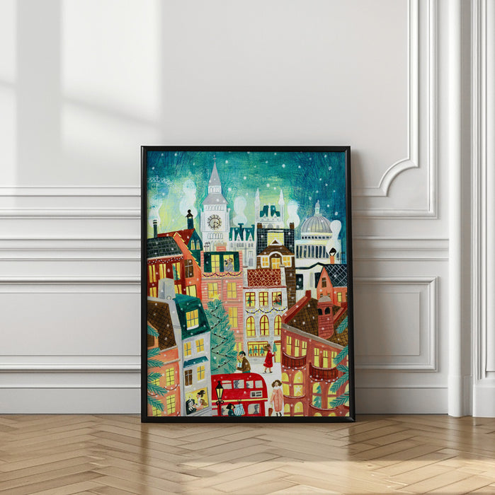 Christmas London in the snow Framed Art Wall Decor