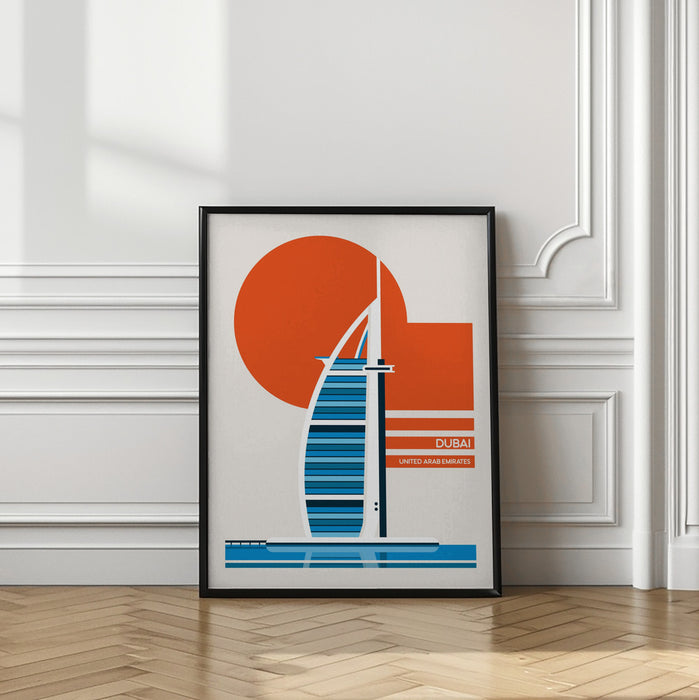 Dubai Burj Al Arab Minimalist Retro Travel Print Framed Art Wall Decor