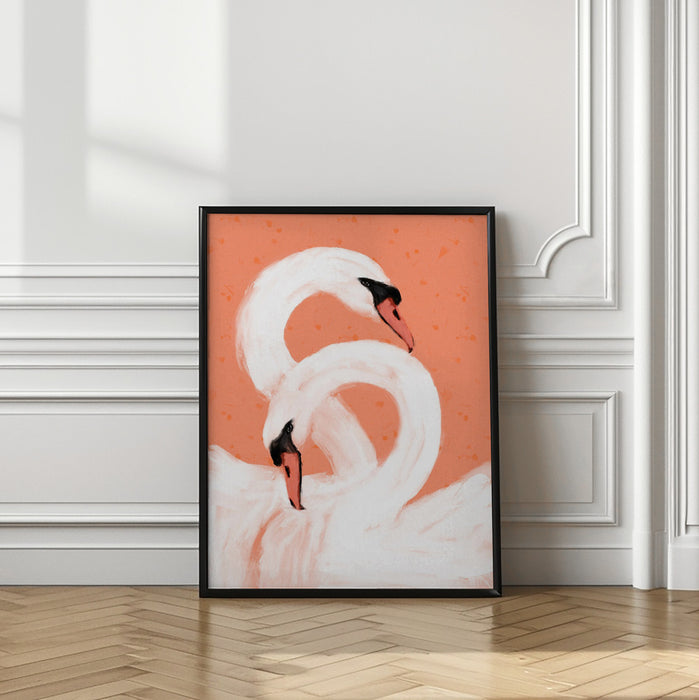 Swans Framed Art Modern Wall Decor