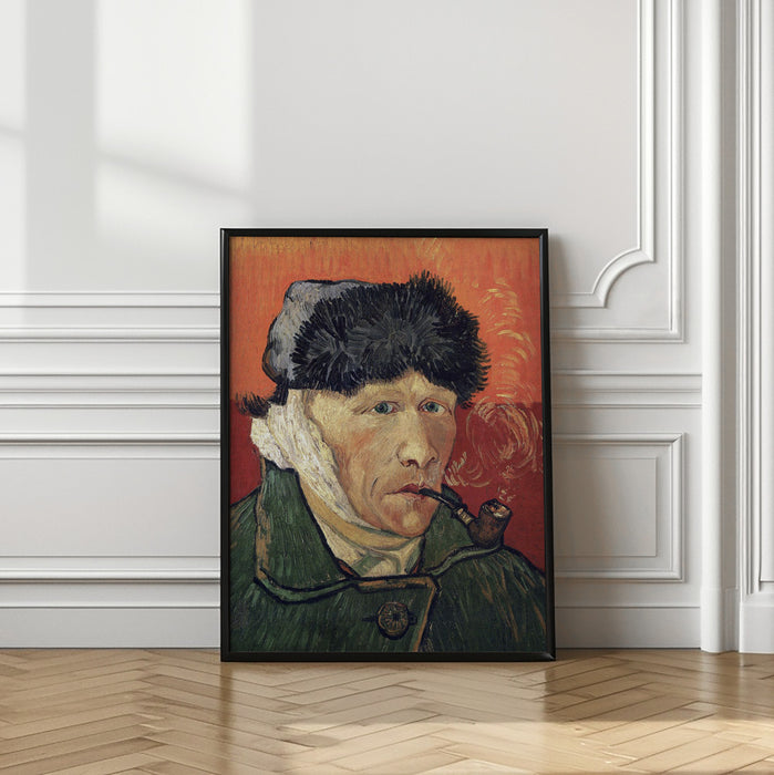 Vincent Van Gogh's Self Portrait With Bandaged Ear and Pipe (1889) Framed Art Wall Decor