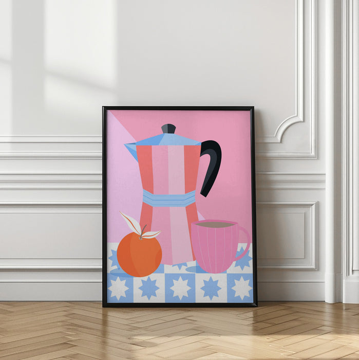 Still Life with Moka Pot Framed Art Modern Wall Decor