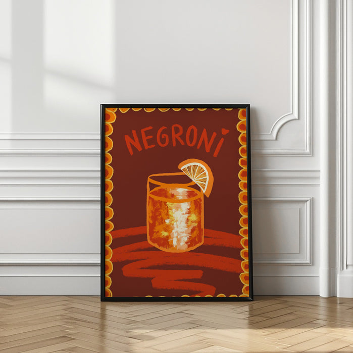 Cocktail Negroni Framed Art Modern Wall Decor