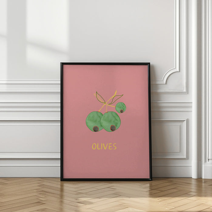 Olives in Pink Framed Art Wall Decor