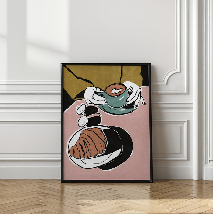 Croissant et café au lait Framed Art Wall Decor