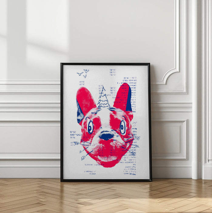 Absurd French Bulldog with a Tree Framed Art Modern Wall Decor