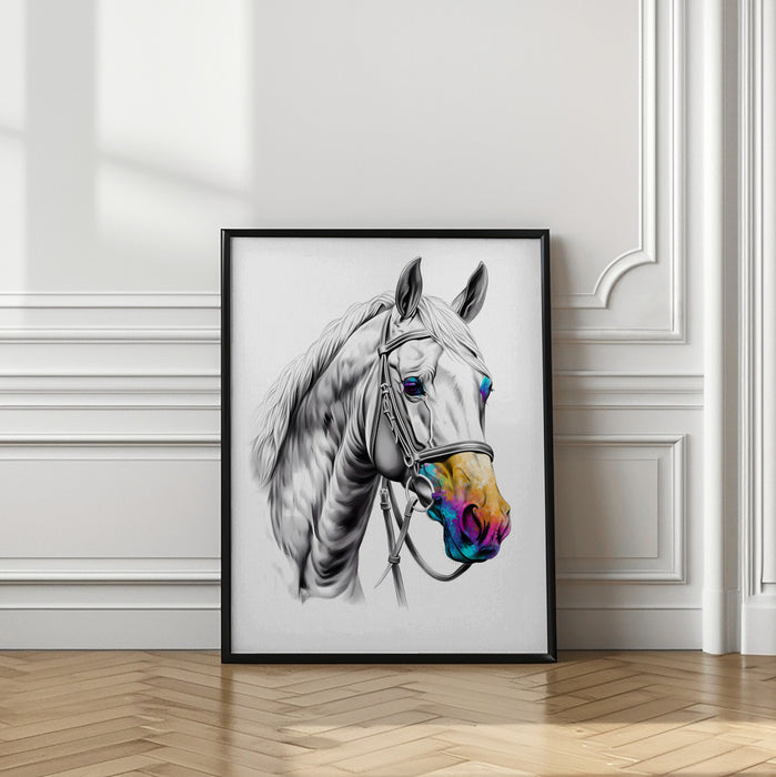 Horse Wild Tribal Illustration Art 03 Framed Art Modern Wall Decor