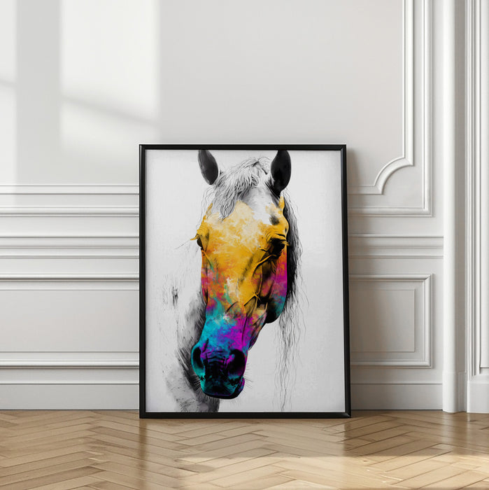 Horse Wild Tribal Illustration Art 08 Framed Art Wall Decor