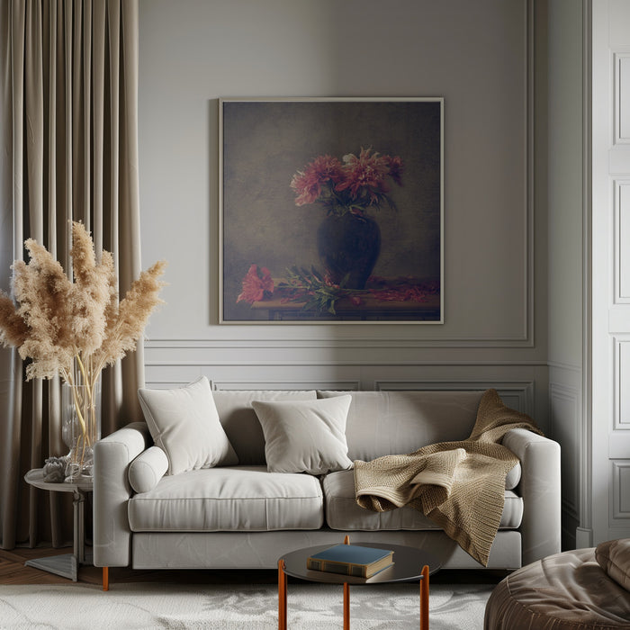 Still life Peony Square Canvas Art Print