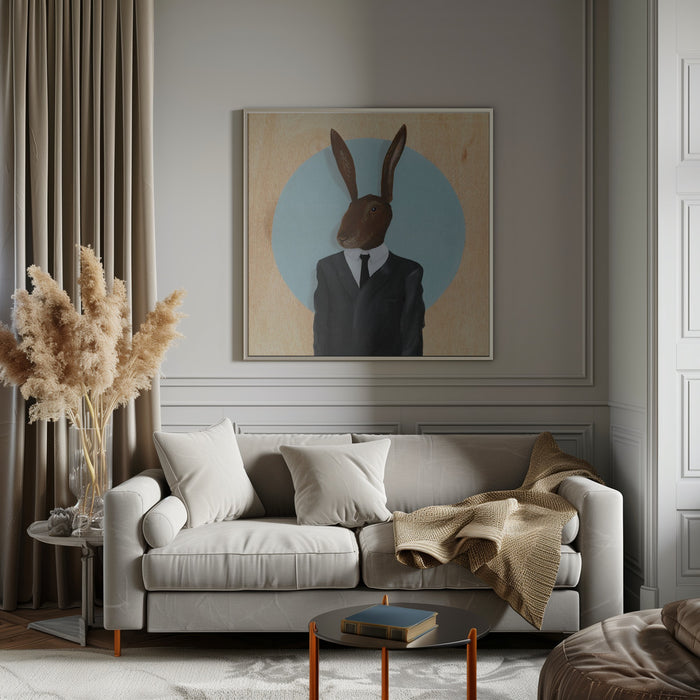 David Lynch Rabbit Square Canvas Art