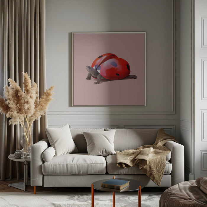 Ladybug Turtle Square Canvas Art Print