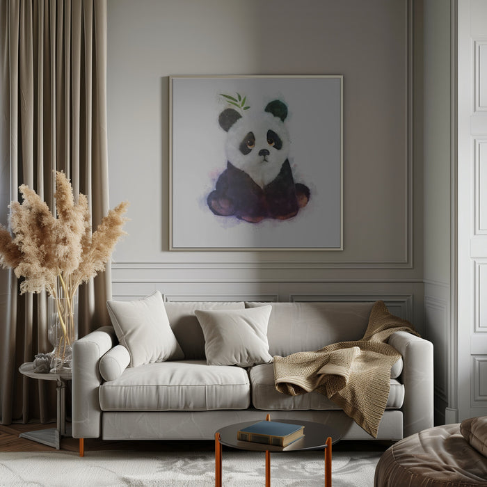 Baby Panda Square Canvas Art Print