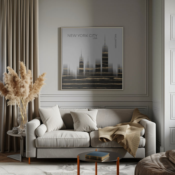 Urban Art NYC Skyline Square Canvas Art Print