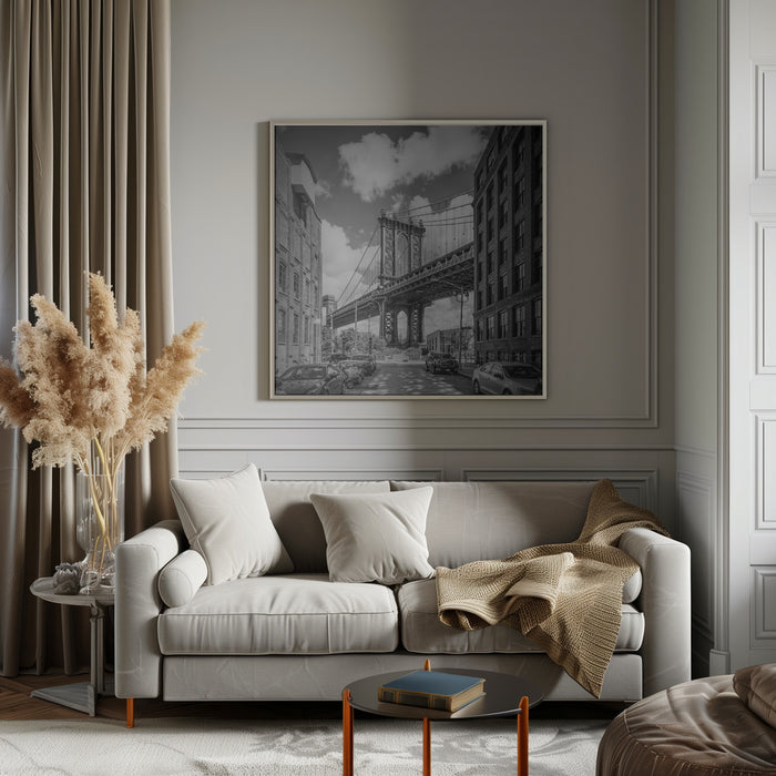 NYC Manhattan Bridge Square Canvas Art Print