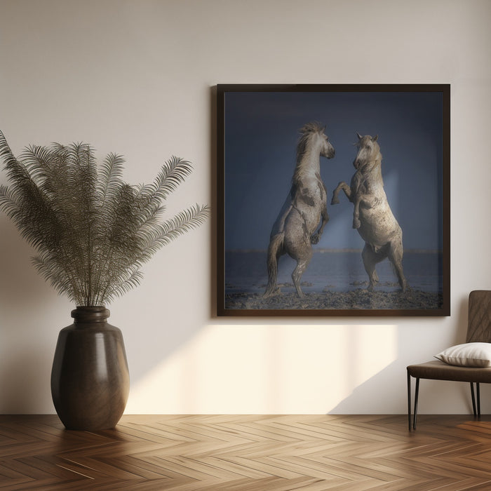 Confrontation Square Canvas Art Print