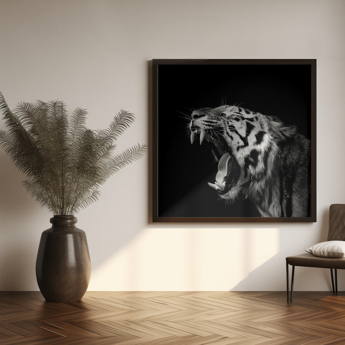 Primal Yawn #4 Square Canvas Art Print