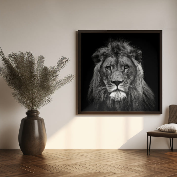 Young Male Lion Square Canvas Art Print