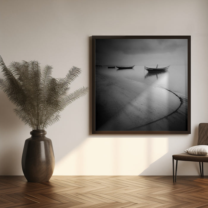 Calm Lake Boats Marco Faria Square Canvas Art Print