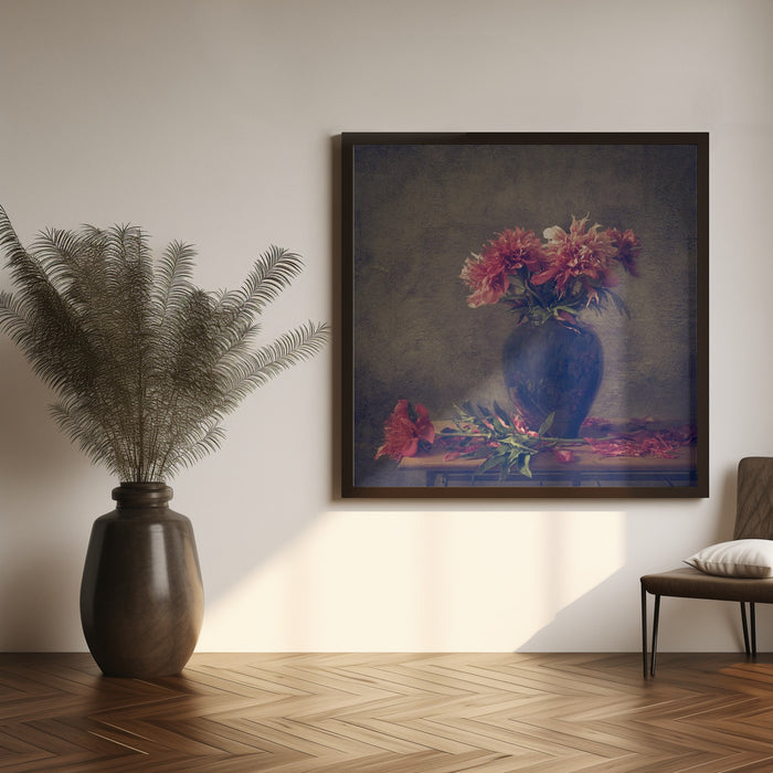 Still life Peony Square Canvas Art Print