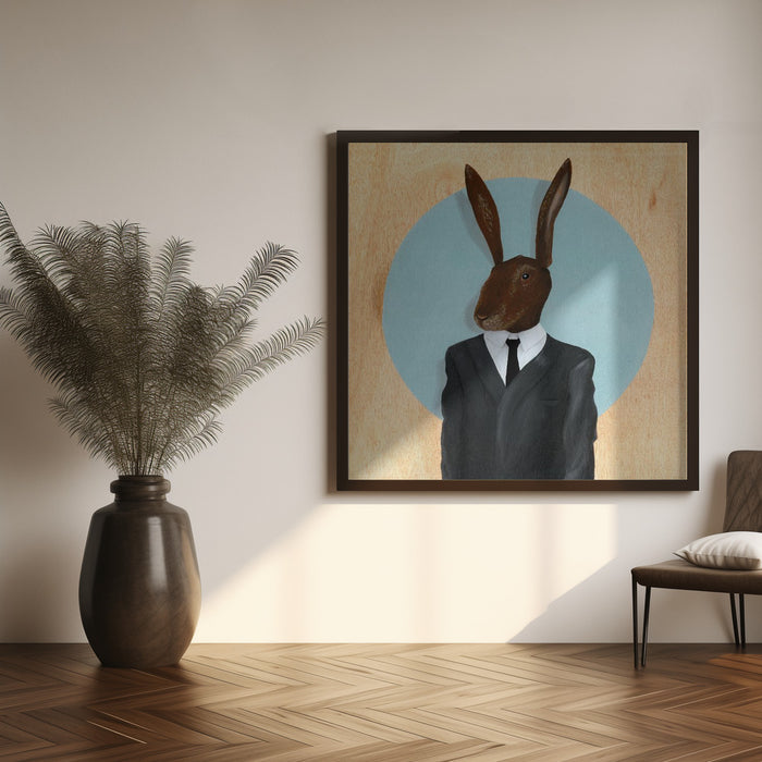 David Lynch Rabbit Square Canvas Art