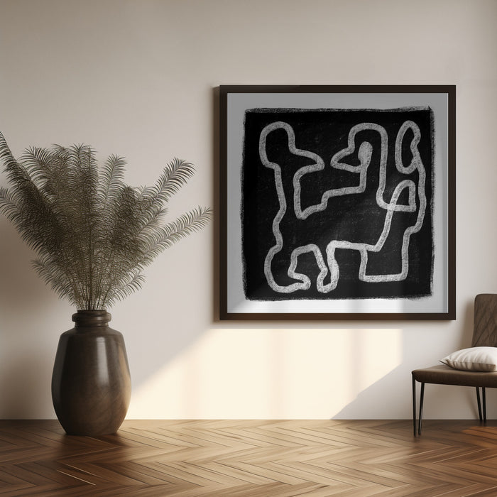 Black Scribble 2 Square Canvas Art