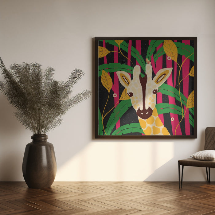 Giraffe-Animal Trilogy Square Canvas Art Print