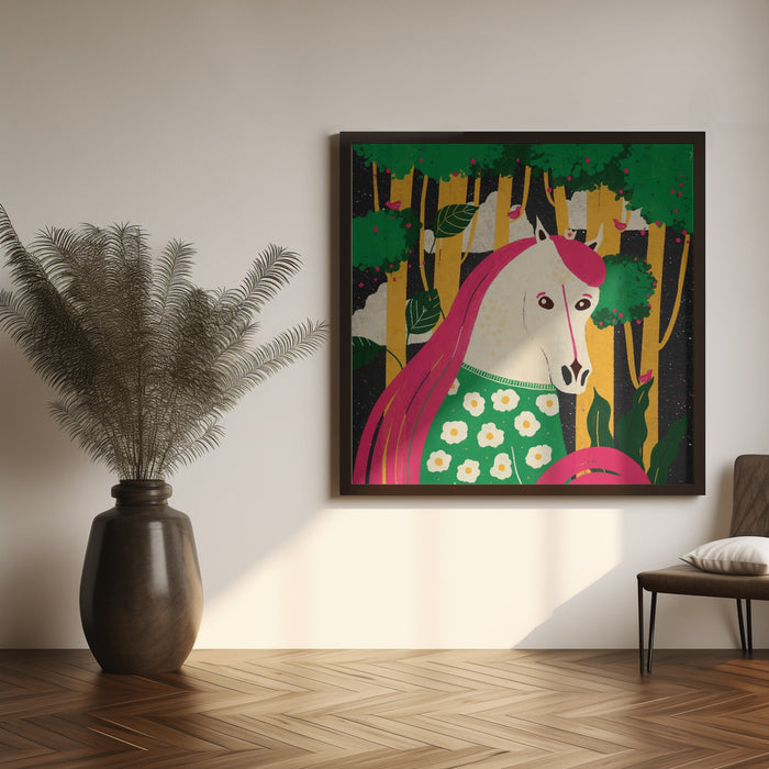 Horse-Animal Trilogy Square Canvas Art Print