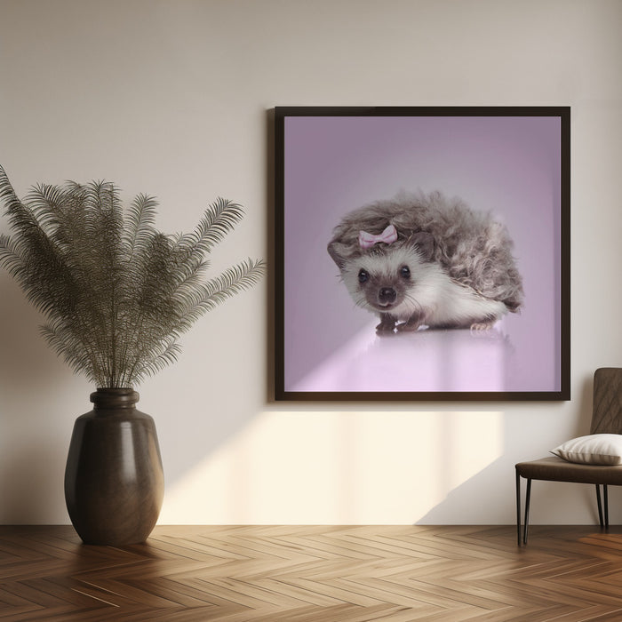 Curvy Hedgehog Square Canvas Art Print