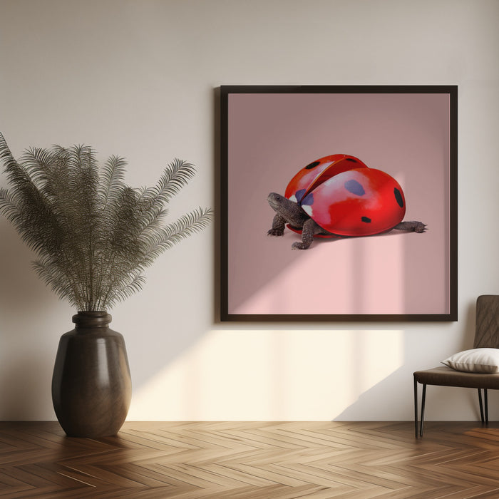 Ladybug Turtle Square Canvas Art Print