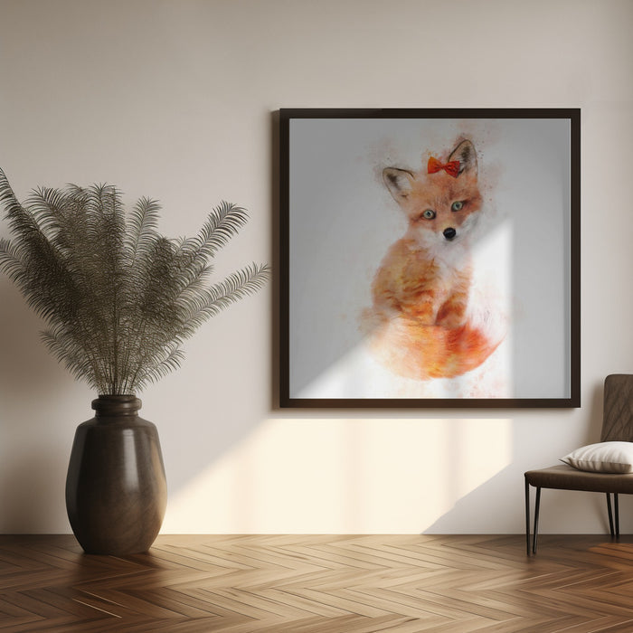 Baby Fox Square Canvas Art