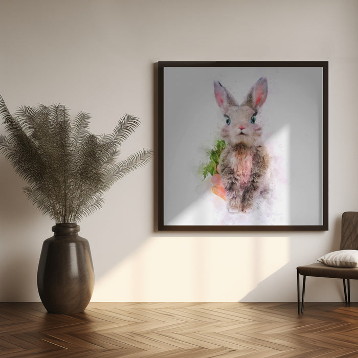 Baby Rabbit Square Canvas Art Print